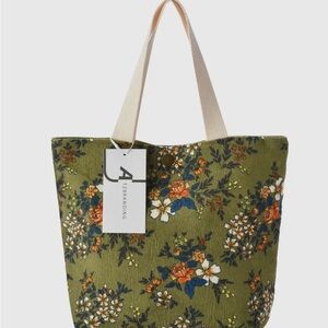 Floral Green Tote Bag by